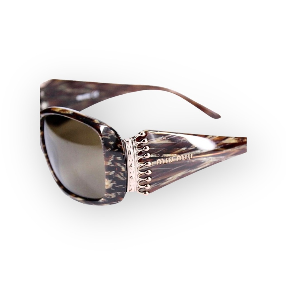 Miu Miu ♛ Metal Crown Sunglasses ♛ Brown Tortoise Shell ♛ Chic Luxury Sunnies ♛ - Picture 9 of 16